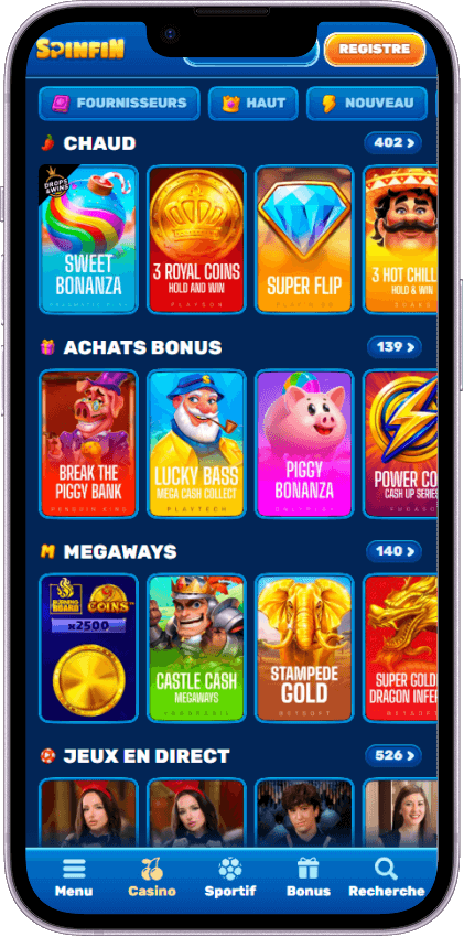 Spinfin Casino Jeux